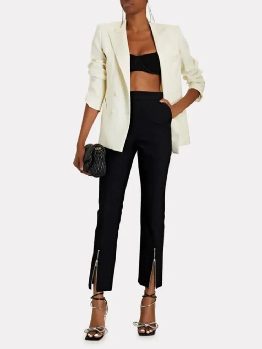 Derek Lam 10 Crosby Van Zip Cuff Cropped Trouser Pant Black Size 10